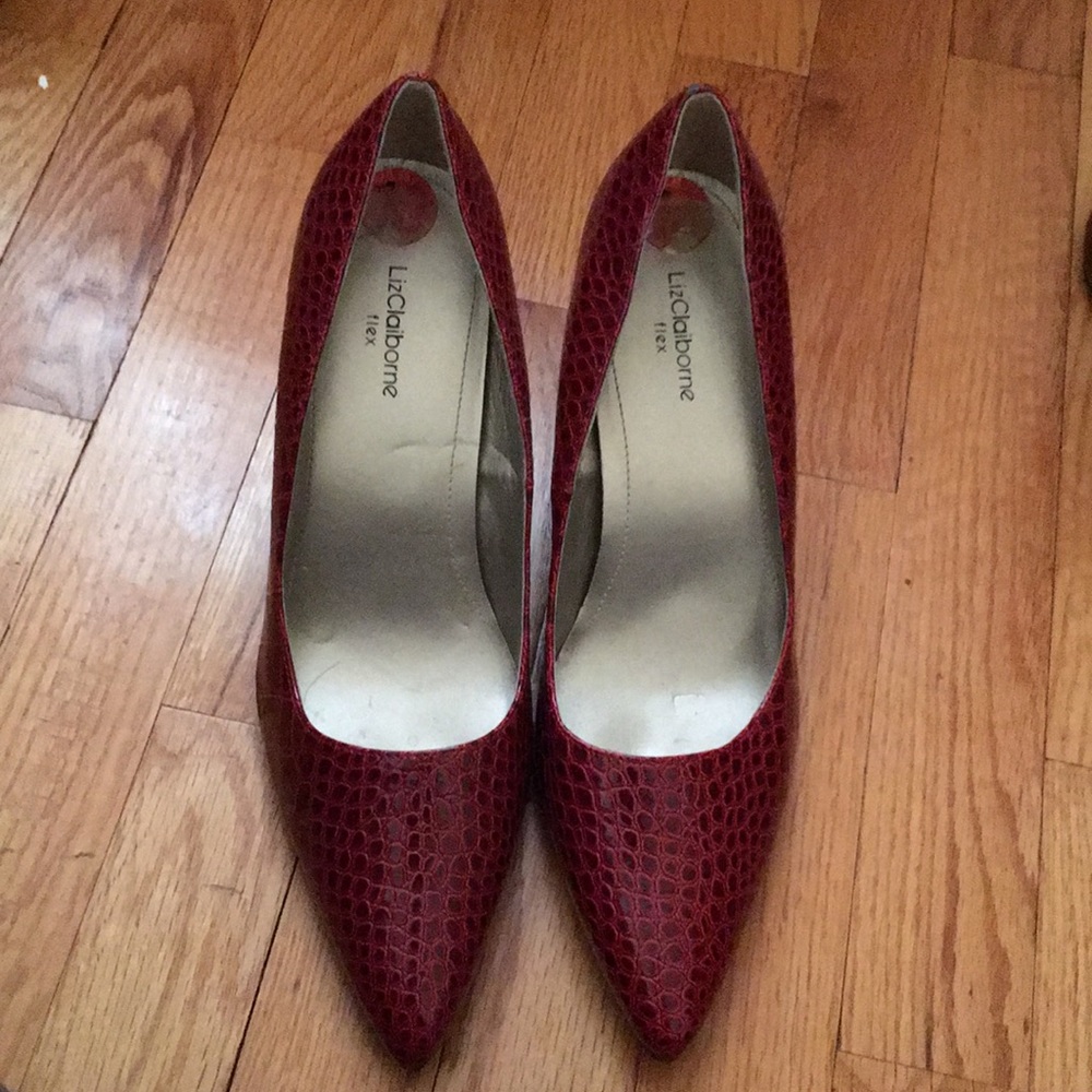 Red leather like heels